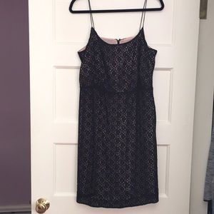 NWT J CREW Black lace and pink blush dress